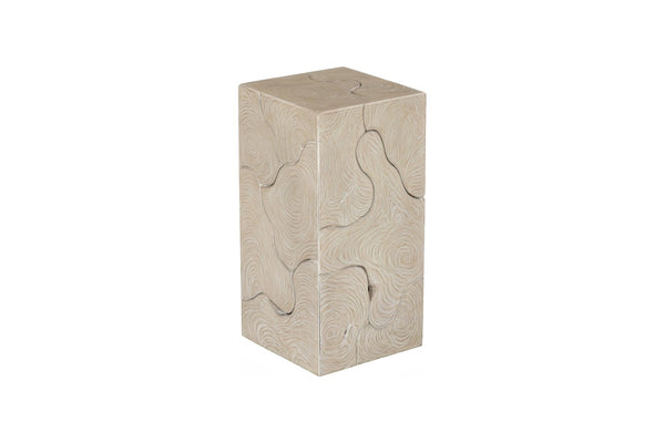 Phillips Collection Teak Slice Pedestal – Handcrafted Solid Wood Accent for Modern and Rustic Home Decor Display Square, Oat Finish, SM ID119792