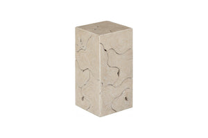 Phillips Collection Teak Slice Pedestal – Handcrafted Solid Wood Accent for Modern and Rustic Home Decor Display Square, Oat Finish, SM ID119792