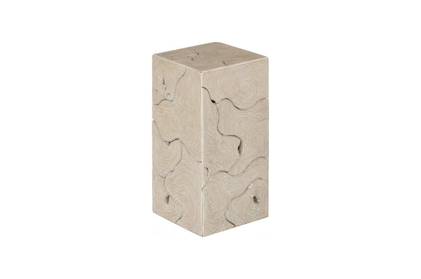 Phillips Collection Teak Slice Pedestal – Handcrafted Solid Wood Accent for Modern and Rustic Home Decor Display Square, Oat Finish, SM ID119792