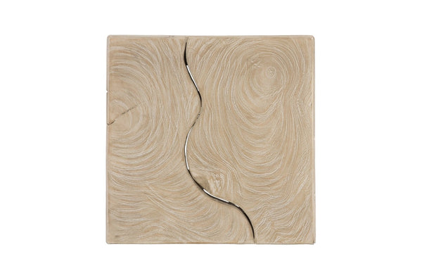 Phillips Collection Teak Slice Pedestal – Handcrafted Solid Wood Accent for Modern and Rustic Home Decor Display Square, Oat Finish, MD ID119793