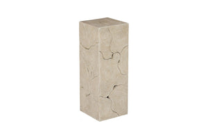 Phillips Collection Teak Slice Pedestal – Handcrafted Solid Wood Accent for Modern and Rustic Home Decor Display Square, Oat Finish, MD ID119793