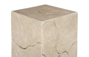 Phillips Collection Teak Slice Pedestal – Handcrafted Solid Wood Accent for Modern and Rustic Home Decor Display Square, Oat Finish, MD ID119793