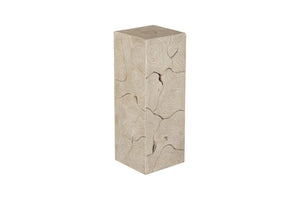 Phillips Collection Teak Slice Pedestal – Handcrafted Solid Wood Accent for Modern and Rustic Home Decor Display Square, Oat Finish, MD ID119793
