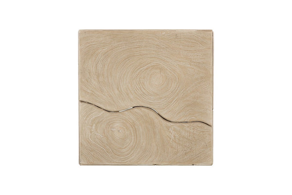 Phillips Collection Teak Slice Pedestal – Handcrafted Solid Wood Accent for Modern and Rustic Home Decor Display Square, Oat Finish, LG ID119794
