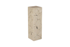 Phillips Collection Teak Slice Pedestal – Handcrafted Solid Wood Accent for Modern and Rustic Home Decor Display Square, Oat Finish, LG ID119794