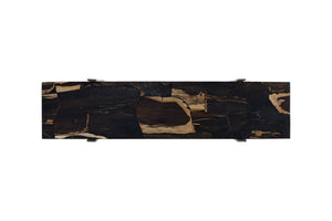 Phillips Collection Petramosaic Console Table – Unique Petrified Wood Top with Sleek Brushed Stainless Steel Legs ID119996