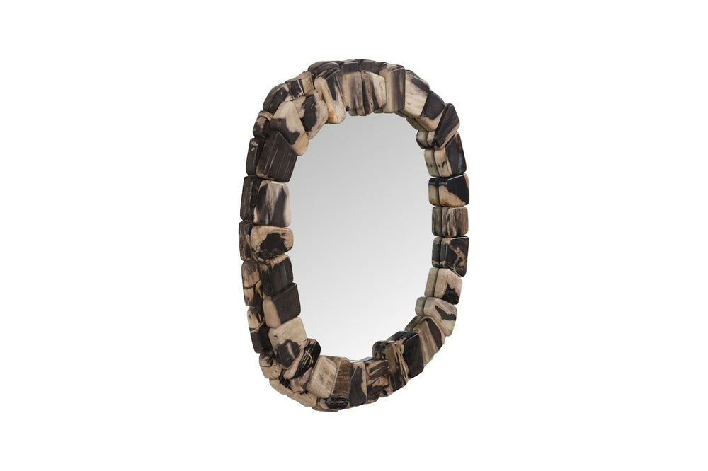 Phillips Collection Stacked Pebble Petrified Mirror - Unique Fossilized Wood Frame for Modern and Rustic Decor Spaces ID119998