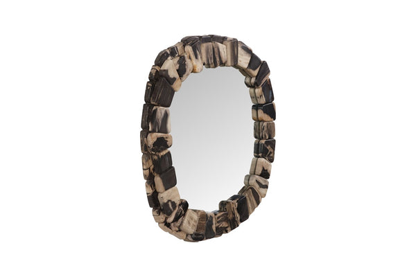 Phillips Collection Stacked Pebble Petrified Mirror - Unique Fossilized Wood Frame for Modern and Rustic Decor Spaces ID119998
