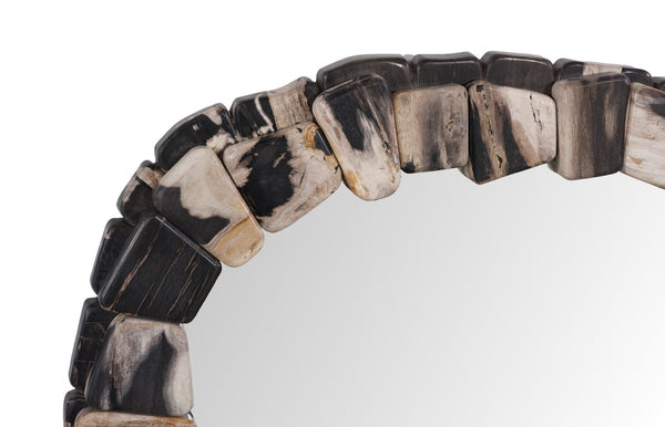 Phillips Collection Stacked Pebble Petrified Mirror - Unique Fossilized Wood Frame for Modern and Rustic Decor Spaces ID119998