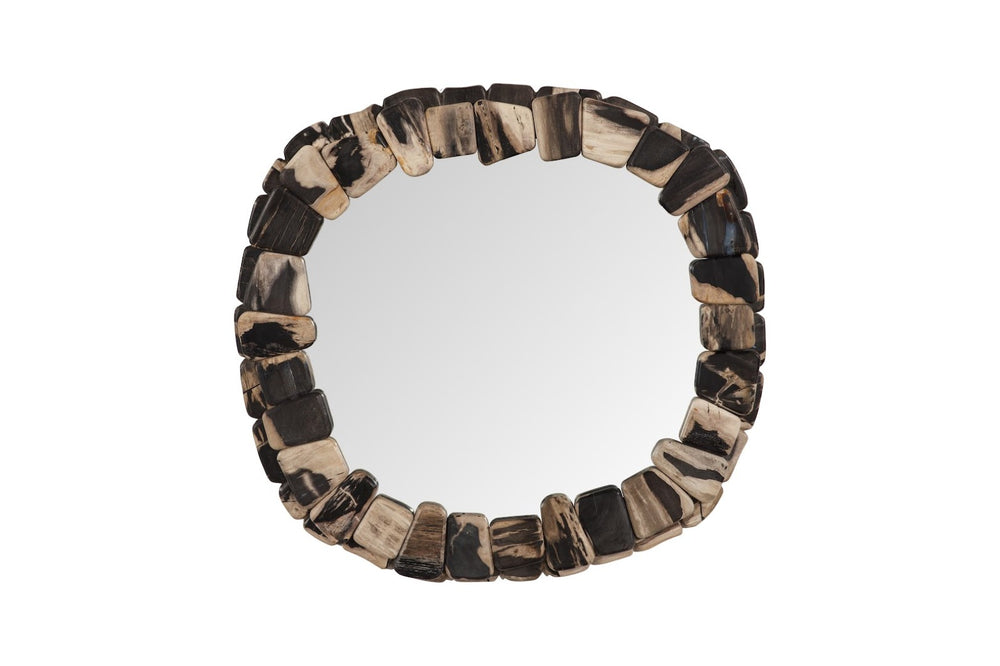 Phillips Collection Stacked Pebble Petrified Mirror - Unique Fossilized Wood Frame for Modern and Rustic Decor Spaces ID119998
