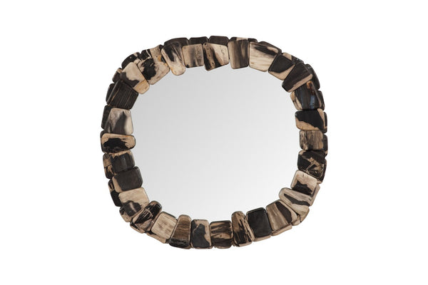 Phillips Collection Stacked Pebble Petrified Mirror - Unique Fossilized Wood Frame for Modern and Rustic Decor Spaces ID119998