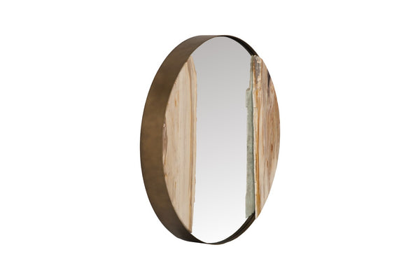 Phillips Collection Petrified River Mirror with Circular Design – Unique Organic Wall Decor for Modern Interiors Brass Frame, Large ID119999