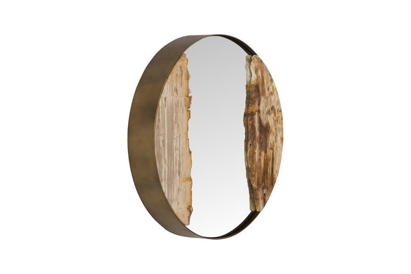 Phillips Collection Petrified River Mirror with Circular Design – Unique Organic Wall Decor for Modern Interiors Brass Frame, Small ID120000