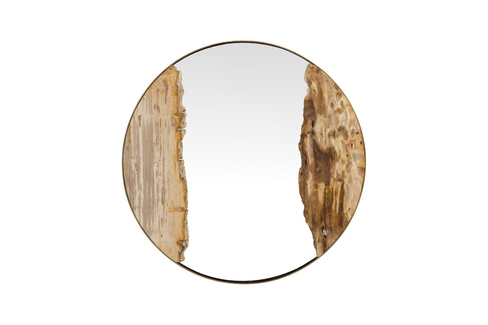 Phillips Collection Petrified River Mirror with Circular Design – Unique Organic Wall Decor for Modern Interiors Brass Frame, Small ID120000