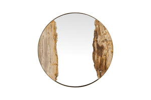 Phillips Collection Petrified River Mirror with Circular Design – Unique Organic Wall Decor for Modern Interiors Brass Frame, Small ID120000