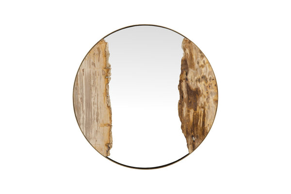 Phillips Collection Petrified River Mirror with Circular Design – Unique Organic Wall Decor for Modern Interiors Brass Frame, Small ID120000