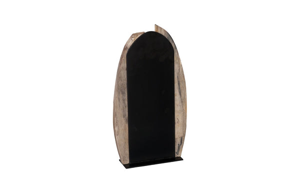 Phillips Collection Petrified Fracture Table Top Sculpture – Unique Natural Wood Art with Modern Metal Base for Home Decor ID120002