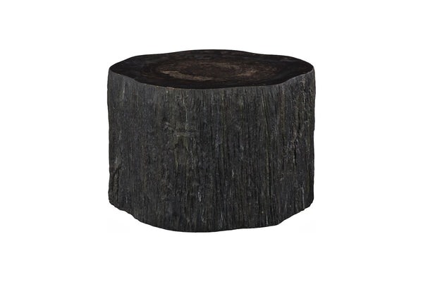 Phillips Collection Chaka Sculptural Coffee Table with Petrified Wood Top and Resin Bark Sides for Elegant Living Spaces Rough, Black, Tall ID120004