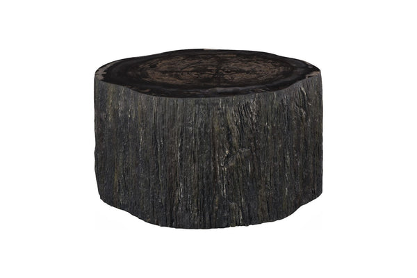 Phillips Collection Chaka Sculptural Coffee Table with Petrified Wood Top and Resin Bark Sides for Elegant Living Spaces Rough, Black, Short ID120005
