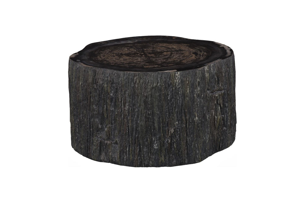 Phillips Collection Chaka Sculptural Coffee Table with Petrified Wood Top and Resin Bark Sides for Elegant Living Spaces Rough, Black, Short ID120005