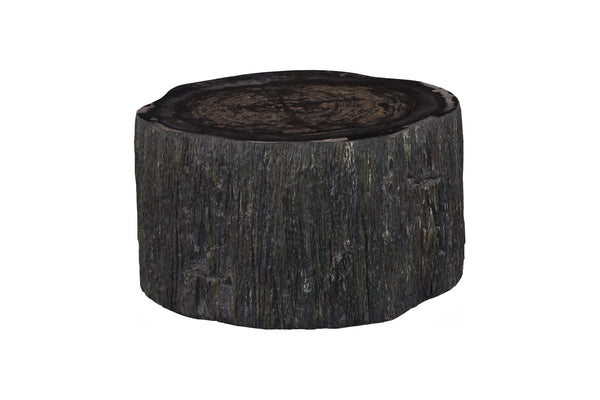 Phillips Collection Chaka Sculptural Coffee Table with Petrified Wood Top and Resin Bark Sides for Elegant Living Spaces Rough, Black, Short ID120005