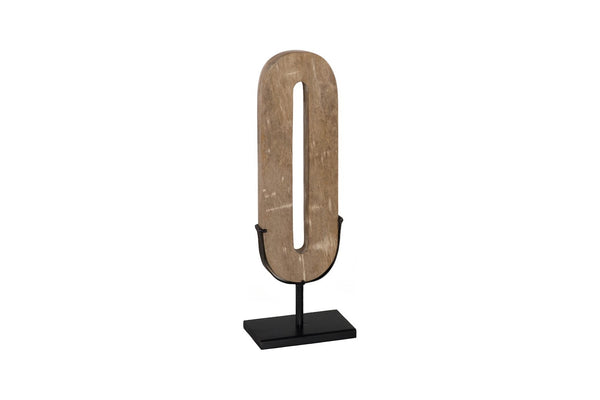 Phillips Collection Continuum O Sculpture - Hand-Carved Petrified Wood Tabletop Art with Sleek Black Metal Base ID120006