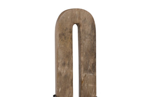 Phillips Collection Continuum O Sculpture - Hand-Carved Petrified Wood Tabletop Art with Sleek Black Metal Base ID120006