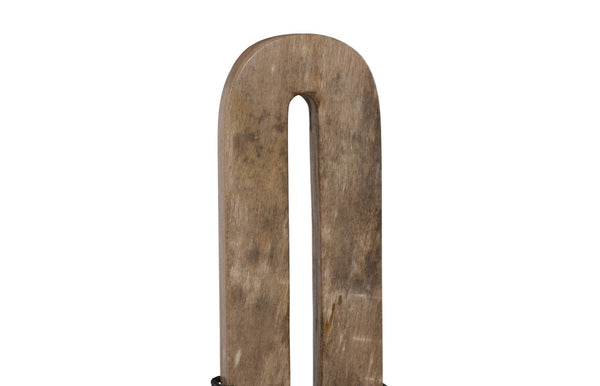 Phillips Collection Continuum O Sculpture - Hand-Carved Petrified Wood Tabletop Art with Sleek Black Metal Base ID120006