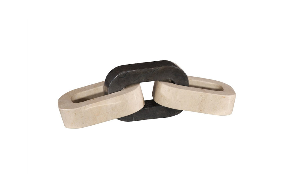 Phillips Collection Marble Triple Link Chain Accent - Hand-Carved Decorative Sculpture for Stylish Home Décor Display ID120008