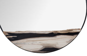 Phillips Collection Petrified Wall Mirror with Sleek Black Metal Rim – Natural Wood Slice Design for Modern Decor Black Frame, Large ID120011
