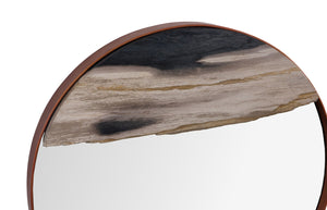 Phillips Collection Petrified Wall Mirror with Sleek Black Metal Rim – Natural Wood Slice Design for Modern Decor Copper Frame, Medium ID120012