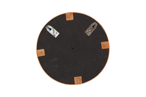 Phillips Collection Petrified Wall Mirror with Sleek Black Metal Rim – Natural Wood Slice Design for Modern Decor Copper Frame, Small ID120013
