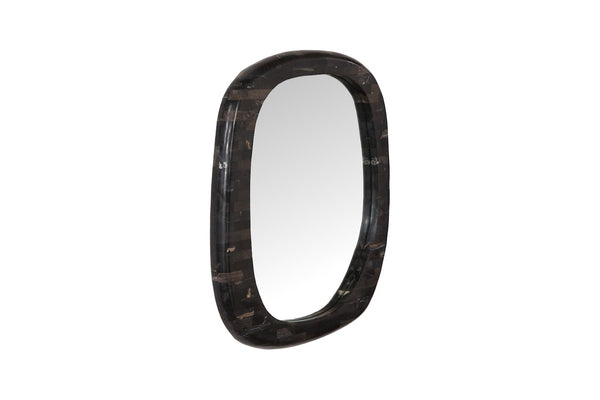 Phillips Collection Morphic Petrified Mirror – Sculptural Artistry and Craftsmanship for Stunning Contemporary Interiors Rounded, Black Frame ID120015