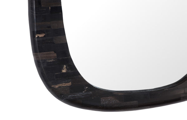 Phillips Collection Morphic Petrified Mirror – Sculptural Artistry and Craftsmanship for Stunning Contemporary Interiors Rounded, Black Frame ID120015