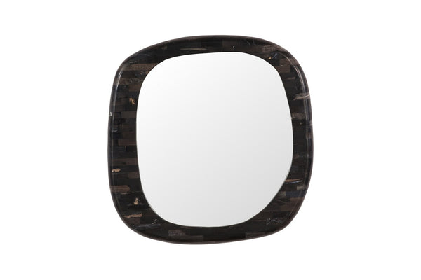 Phillips Collection Morphic Petrified Mirror – Sculptural Artistry and Craftsmanship for Stunning Contemporary Interiors Rounded, Black Frame ID120015