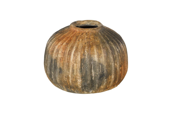Phillips Collection Raw Umber Vase - Sculptural Ceramic Accent with Earthy Tones, Perfect for Dried Botanicals Display Ribbed ID120027