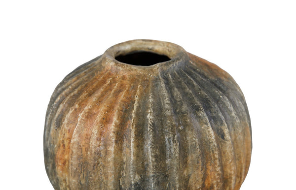 Phillips Collection Raw Umber Vase - Sculptural Ceramic Accent with Earthy Tones, Perfect for Dried Botanicals Display Ribbed ID120027