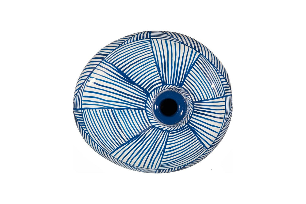Phillips Collection Indigo Mosaic Vase: Hand-Painted Ceramic Décor with Glossy Finish for Modern and Transitional Spaces Wide ID120034