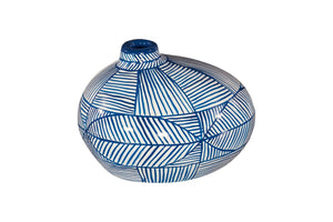 Phillips Collection Indigo Mosaic Vase: Hand-Painted Ceramic Décor with Glossy Finish for Modern and Transitional Spaces Wide ID120034