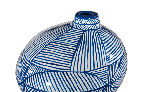 Phillips Collection Indigo Mosaic Vase: Hand-Painted Ceramic Décor with Glossy Finish for Modern and Transitional Spaces Wide ID120034