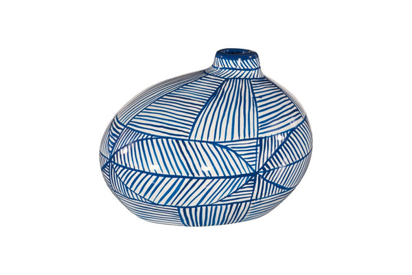 Phillips Collection Indigo Mosaic Vase: Hand-Painted Ceramic Décor with Glossy Finish for Modern and Transitional Spaces Wide ID120034