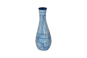 Phillips Collection Indigo Mosaic Vase - Hand-Painted Ceramic Art with Modern Geometric Design for Stylish Décor ID120035