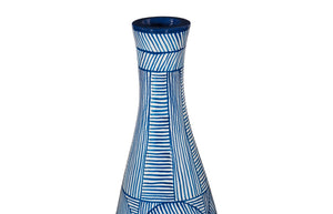 Phillips Collection Indigo Mosaic Vase - Hand-Painted Ceramic Art with Modern Geometric Design for Stylish Décor ID120035