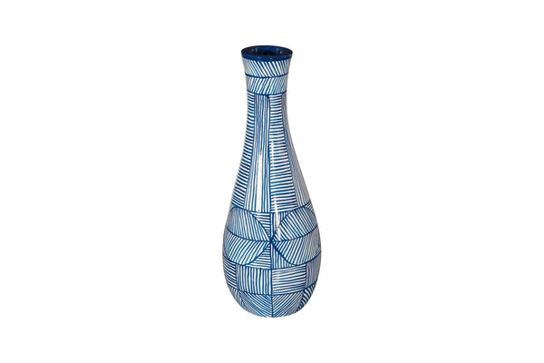 Phillips Collection Indigo Mosaic Vase - Hand-Painted Ceramic Art with Modern Geometric Design for Stylish Décor ID120035
