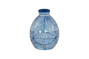 Phillips Collection Indigo Mosaic Vase: Hand-Painted Ceramic Décor with Glossy Finish for Modern and Transitional Spaces Short ID120036