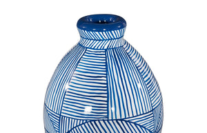 Phillips Collection Indigo Mosaic Vase: Hand-Painted Ceramic Décor with Glossy Finish for Modern and Transitional Spaces Short ID120036