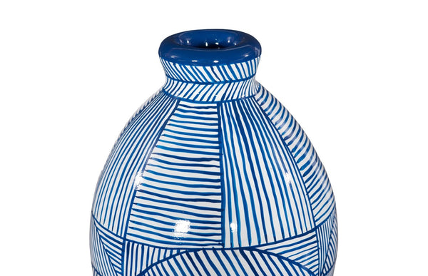 Phillips Collection Indigo Mosaic Vase: Hand-Painted Ceramic Décor with Glossy Finish for Modern and Transitional Spaces Short ID120036
