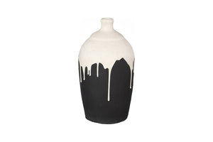 Phillips Collection Porcelain Drip Vase - Modern Minimalist Art Piece with Striking Matte Black & White Design for Elegance Short ID120038