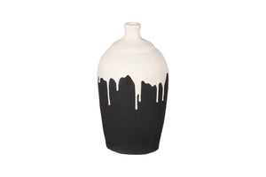 Phillips Collection Porcelain Drip Vase - Modern Minimalist Art Piece with Striking Matte Black & White Design for Elegance Short ID120038