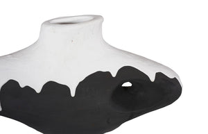 Phillips Collection Porcelain Drip Vase - Modern Minimalist Art Piece with Striking Matte Black & White Design for Elegance Wide ID120043